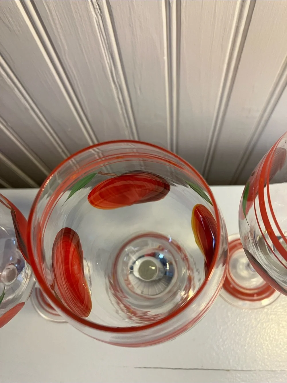 Hand-Painted Red Apple Wine Glasses - Set of 3